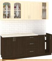 Кухня Кортекс-мебель Корнелия Ретро 1.9м (венге светлый/венге/мадрид) картинка