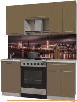 Кухня Интерлиния Мила Пластик 1.7 А (капучино глянец/опал светлый) картинка