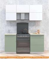 Кухня Интерлиния Мила Матте 1.7 Б (белый/мята/опал светлый) картинка