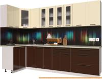 Кухня Интерлиния Мила Пластик 1.2x3.0 (шоколад глянец/ваниль глянец/опал светлый) картинка