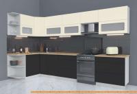 Кухня Интерлиния Мила Матте 1.5x3.5 Б левая (слоновая кость/пепел/травертин с.) картинка