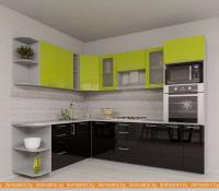 Кухня Интерлиния Мила Gloss 1.88x2.6 левая (яблоня-черный) картинка