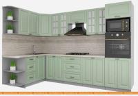 Кухня Интерлиния Мила Деко 1.68x3.0 левая (мята-мята-травертин серый) картинка