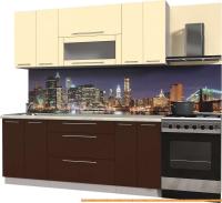 Кухня Интерлиния Мила Пластик 1.2 В (шоколад глянец/ваниль глянец/опал светлый) картинка