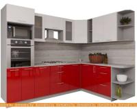 Кухня Интерлиния Мила Gloss 1.88x2.8 правая (белый-красный) картинка