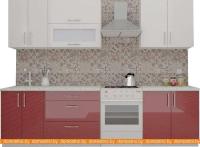 Кухня ВерсоМебель ВерсоЛайн 4-2.2 (белый 001/рубиново-красный 600) картинка