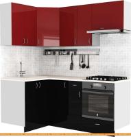 Кухня S-Company Клео глоcс 1.2x1.9 левая (черный глянец/бургундский глянец) картинка