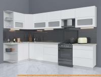 Кухня Интерлиния Мила Матте 1.5x3.4 Б левая (белый/белый/опал светлый) картинка