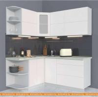 Кухня Интерлиния Мила Матте 1.5x1.8 А левая (белый/белый/опал светлый) картинка