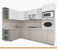 Кухня Интерлиния Мила Деко 1.68x2.8 левая (белый-луна-травертин серый) картинка