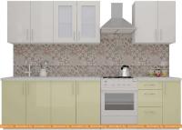 Кухня ВерсоМебель ВерсоЛайн 7-2.3 (белый 001/ваниль 102) картинка