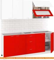 Кухня Кортекс-мебель Корнелия Мара 2.0 без столешницы (белый/красный) картинка