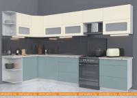 Кухня Интерлиния Мила Матте 1.5x3.4 Б правая (слоновая кость-океан-опал светлый) картинка