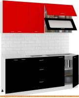 Кухня Кортекс-мебель Корнелия Мара 1.8м без столешницы (красный/черный) картинка
