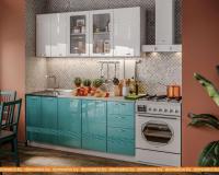 Кухня МК Стиль Бриз Виола Нео 1.8 м (белый глянец/бирюза металлик) картинка