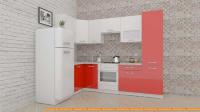 Кухня ВерсоМебель ЭкоЛайт-6 1.4x2.7 правая (белый/красный) картинка