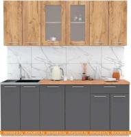 Кухня Интерлиния Мила 20-60 (дуб золотой-антрацит-дуб бунратти) картинка