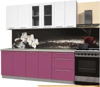 Кухня Интерлиния Мила Пластик 2.2 Б (гортензия гл/белый гл/опал светлый) картинка