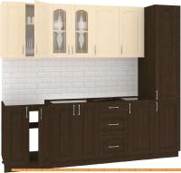 Кухня Кортекс-мебель Корнелия Ретро 2.4м без столешницы (венге светлый/венге) картинка