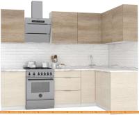 Кухня Интермебель Микс Топ-25 2x1.52м правая (дуб каньон-вудлайн кремовый-венато) картинка