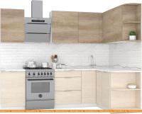 Кухня Интермебель Микс Топ-15 2x1.6м правая (дуб каньон-вудлайн кремовый-венато) картинка