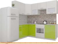 Кухня ВерсоМебель ЭкоЛайт-5 1.4x2.2 правая (белый/лайм яркий) картинка