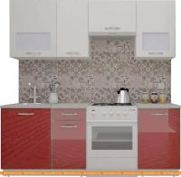Кухня ВерсоМебель ЭкоЛайт-5 2.1 (белый/бургундский дождь) картинка