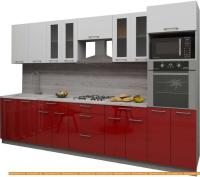 Кухня Интерлиния Мила Gloss 3.2 (белый-красный) картинка