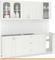 Кухня Кортекс-мебель Корнелия Ретро 2.1м без столешницы (ясень белый) картинка