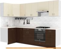Кухня S-Company Клео глосc 1.2x2.9 левая (коричневый глянец/ваниль глянец) картинка