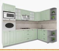 Кухня Интерлиния Мила Деко 1.68x2.8 правая (мята-мята-травертин серый) картинка