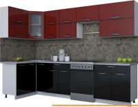 Кухня Интерлиния Мила Gloss 60-12x30 (бордовый/черный глянец) картинка
