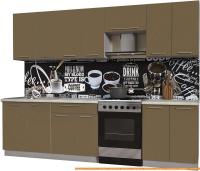 Кухня Интерлиния Мила Пластик 2.8 А (капучино глянец/опал светлый) картинка