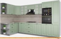 Кухня Интерлиния Мила Деко 1.68x3.4 левая (мята-мята-травертин серый) картинка