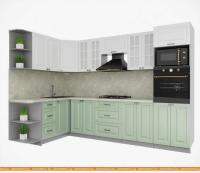 Кухня Интерлиния Мила Деко 1.68x3.0 левая (белый-мята-опал светлый) картинка