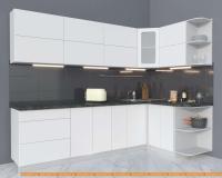 Кухня Интерлиния Мила Матте 1.5x2.7 А правая (белый/белый/кастилло темный) картинка