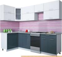 Кухня Интерлиния Мила Gloss 50-12x26 (белый/асфальт глянец) картинка