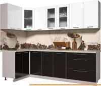 Кухня Интерлиния Мила Пластик 1.2x2.6 (черный глянец/белый глянец/опал светлый) картинка