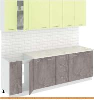 Кухня Кортекс-мебель Корнелия Лира 2.4м (салатовый/оникс/королевский опал) картинка