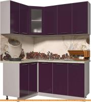 Кухня Интерлиния Мила Пластик 1.2x1.8 (слива глянец/опал светлый) картинка