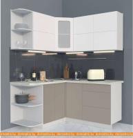 Кухня Интерлиния Мила Матте 1.5x1.6 А правая (белый-луна-опал светлый) картинка