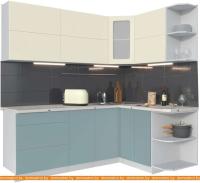 Кухня Интерлиния Мила Матте 1.5x2.1 А правая (слоновая кость-океан-опал светлый) картинка