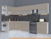 Кухня Интерлиния Мила Матте 1.5x3.4 Б левая (луна/луна/травертин серый) картинка