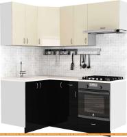 Кухня S-Company Клео глосc 1.2x1.8 левая (черный глянец/ваниль глянец) картинка