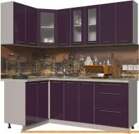 Кухня Интерлиния Мила Пластик 1.2x2.1 (слива глянец/опал светлый) картинка