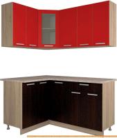 Кухня Интерлиния Мила 12x16 (красный/дуб венге) картинка