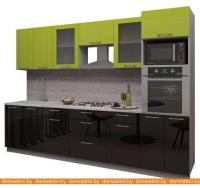 Кухня Интерлиния Мила Gloss 3.0 (яблоня-черный) картинка