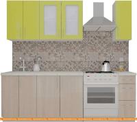 Кухня ВерсоМебель ВерсоЛайн 1-1.7 (зеленый лайм/ясень шимо светлый) картинка