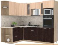Кухня Интерлиния Мила 1.68x2.4 левая (дуб молочный-дуб венге-малага) картинка