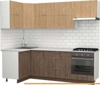 Кухня S-Company Клео крафт 1.2x2.4 левая (гикори темный/гикори натуральный) картинка